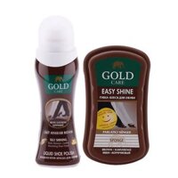 Combo Chăm Sóc Giày Da GoldCare Gồm Xi Nước GC2000 và Xi Mút Đánh Bóng GC4001 - Nâu