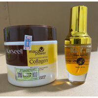 Combo chăm sóc tóc Mềm Mượt Hũ Dầu hấp tóc Collagen Karseell Maca 500ml & Tinh dầu dưỡng tóc KLY.M 30ml