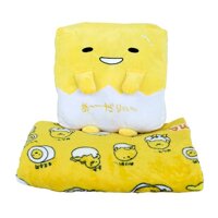 Combo chăn gối ngủ văn phòng OHMNIX Trứng Lười Gudetama siêu mịn 1x1.5m