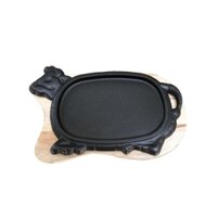 Combo Chảo gang bò beefsteak + đế gỗ