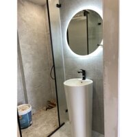 Combo chậu lavabo rửa mặt  trụ trắng kèm vòi nóng lạnh