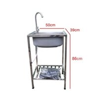 Combo chậu rửa chén inox 1 ngăn có chân giá rẻ KT 50x39cm