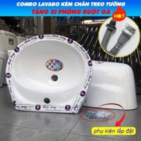 COMBO Chậu Rửa Mặt Lavabo Kèm Chân Chụp Treo Tường C284 (Minh Long) - Mua COMBO tặng xi phông ruột gà và pas lắp đặt