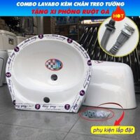 COMBO Chậu Rửa Mặt Lavabo Kèm Chân Chụp Treo Tường C284 (Minh Long) - Mua đủ COMBO tặng xi phông ruột gà và pas lắp đặt