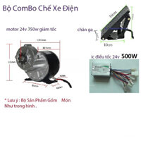 Combo chế xe điện mô tơ giảm tốc 24V 350w chế độ, motor giảm tốc 24V 350W, động cơ giảm tốc 24V 350w
