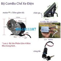 Combo chế xe điện motor 12v 350w giam tôc chân ga