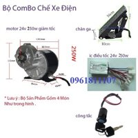 Combo chế xe điện motor giảm tốc 24v 250w, động cơ giảm tốc 24V 250W chế xe điện