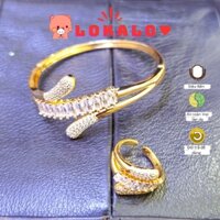 Combo Chiếc Vòng Tay Titan và Nhẫn mạ vàng 18k Đeo Không Phai Màu Không Kỵ Nước Mưa, Mồ Hôi - Đeo Sáng Vĩnh Viễn Lokalo