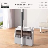 Combo chổi cước quét nhà kèm hót rác 2 in 1, chổi nhựa quét nhà lông mềm đa năng