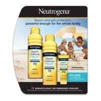 COMBO CHỐNG NẮNG NEUTROGENA BEACH DEFENSE SUNSCREEN SPRAY SPF 70 - 2 PACK 6.5 OZ + 1 OZ. LOTION