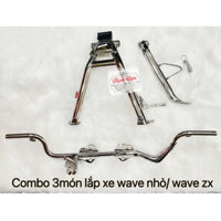 Combo chống nghiêng chống đứng gác chân máy inox lắp xe Wave nhỏ/Wave ZX   (ảnh thật)
