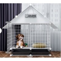 COMBO Chuồng Chó lắp ghép 2 ô bằng lưới sắt , có chân - kèm khay vệ sinh ( đa dạng kích thước )