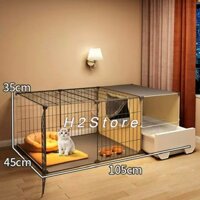 COMBO CHUỒNG CHÓ, MÈO DƯỚI 6KG LẮP GHÉP ĐA NĂNG NHỰA KẾT HỢP SẮT SƠN TĨNH ĐIỆN KHÔNG GỈ