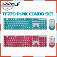 Combo Chuột Bàn Phím Máy Vi Tính Laptop Không Dây Nút Tròn T-WOLF TF770 Keyboard Mouse Pc Dễ Thương