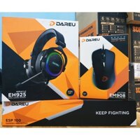 [Combo] Chuột Dareu EM908 & Tai nghe Dareu EH925 Black RED Led RGB Kèm Pad Dareu New chính hãng Mai Hoàng