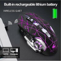 COMBO Chuột Không Dây Chuyên GAME Wolf X8 và Lót chuột Wireless 2.4GHz SIÊU NGẦU Tự Động Đổi Màu Sắc