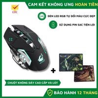 Combo Chuột Và Lót Chuột Size 25X21cm LTC X8 PRO 2022 Pin Sạc Litthium Cực Trâu Tiện Lợi, Led RGB Đổi Màu Cực Đẹp