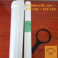 COMBO CỐC LỌC NƯỚC THÔ 20 INCH REN 21 + LÕI LỌC PP + TAY VẶN CHO NƯỚC SINH HOẠT ĐẦU NGUỒN