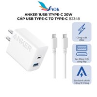 Combo cốc sạc Anker 1USB 1Type-C 20W + Cáp USB Type-C to Type-C B2348 - Hàng chính hãng