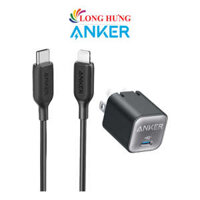 Combo cốc sạc Anker 30W 1Type-C PiQ 3.0 PD  cáp dành cho iP 0.9m A2147J11A8832H11A2147J21A8832H21 - Hàng chính hãng - Đen