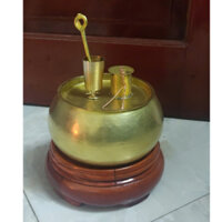 Combo cối trầu,cơi trầu,ống vôi bằng đồng và đế gỗ hương giá rẻ nhất