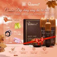 Combo Collagen vảy cá Puderma + bộ 4 sản phẩm dành cho da nám White Jade Puderma dưỡng trắng, căng bóng, mờ sạm nám