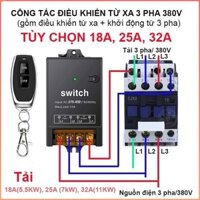 COMBO Công tắc điều khiển từ xa 3 pha 380v VÀ khởi động từ contactor 3 pha 380v công suất 18A (5.5kw), 25A(7kw), 32A