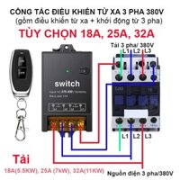 COMBO Công tắc điều khiển từ xa 3 pha 380v VÀ khởi động từ contactor 3 pha 380v công suất 18A (5.5kw), 25A(7kw), 32A(