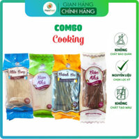 Combo Cooking: Miến rong sợi rút 500g + Bún khô 500g + Bánh đa 400g + Bún gạo lứt 500g - Tặng 01 gói đậu xanh 200g