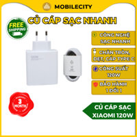 Combo củ, cáp sạc nhanh Xiaomi 120W 2 chân tròn, dẹt (Xiaomi 12SPro, Redmi K, Black Shark) - BH 3 tháng 1 đổi 1