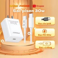 Combo Củ Sạc , Cáp Pisen 30W Cao Cấp Cho iPhone 15, Sạc Nhanh Chuẩn PD, An Toàn, Chính Hãng - basicphone