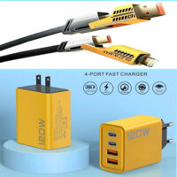 Combo Củ Sạc Nhanh 120W Cáp sạc 4 đầu. Củ Sạc Nhanh Cáp Sạc 4 Trong 1, Sạc Tiện Lợi Cho Nhiều Thiết Bị