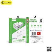 COMBO: CỦ SẠC NHANH KÈM DÂY CHÂN MICRO TITAN - SM09 ( Hỗ trợ sạc nhanh QC3.0)