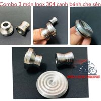 Combo cục canh +nắp che sên Inox 304 gắn xe máy Wave,Dream