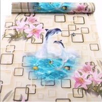 Combo Cuộn 1 Mét Decal Giấy Dán Tường Mẫu HOẠT HÌNH Có Keo Sẵn Khổ 45cm - CÁ HEO HOA LY VÀNG