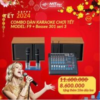 Combo dàn karaoke gia đình siêu hay loa 301 seri III kèm mixer liền công suất F9 sẵn 2 micro tặng kèm 10m dây loa