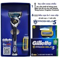 Combo dao cạo râu 5 lưỡi Gillette Proshield5 (1 tay cầm và 6 đầu cạo 5+1)