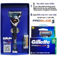Combo dao cạo râu 5 lưỡi Gillette Proglide5 (1 tay cầm và 6 đầu cạo 5+1)