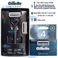 Combo dao cạo râu 5 lưỡi Gillette Intimate (1 tay cầm xoay chiều và 6 đầu cạo 5+1)( tối ưu cho cả body)