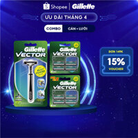 Combo Dạo Cạo Râu GILLETTE Vector 1 Cán 1 Lưỡi + Lưỡi Dao Cạo GILLETTE Vector