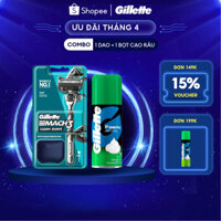 Combo Dao Cạo Râu GILLETTE Mach3 Clean Shave + Bọt Cạo Râu GILLETTE Hương Bạc Hà chai 175g