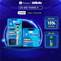 Combo Dạo Cạo Râu Và Vỉ Lưỡi Dao GILLETTE Mach3 Turbo Hộp (1 Cán Dao Và 2 Lưỡi) + Vỉ (2 Lưỡi)