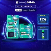 Combo Dạo Cạo Râu Và Vỉ Lưỡi Dao GILLETTE Mach3 Fresh Hộp (1 Cán Dao Và 2 Lưỡi) + Vỉ (3 Lưỡi)