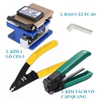 Combo Dao cắt sợi quang FC-6S + Kìm tuốt quang 3 lỗ CFS-3 + Kìm tách vỏ cáp quang thuê bao FTTH 1Fo,2fo
