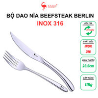 Combo dao muỗng nĩa ăn beefsteak Berlin inox 316 SSGP của Đức, thìa ăn, muỗng ăn, bộ muỗng, nỉa