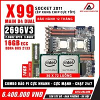 Combo đào Pi Cực Nhanh, Cực Mạnh  X99 dual - Cpu E5 -  2696v3- Ram 16gb DDr4 bus 2133