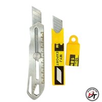 Combo Dao rọc giấy inox 201 đa năng TẶNG 1 hộp lưỡi dao trổ dọc cắt giấy mini 18mm cao cấp dày 3 chức năng DRG-T3CN1L