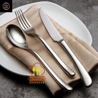 Combo dao thìa dĩa inox cán trơn phong cách Châu Âu, bộ dao muỗng nĩa phục vụ chuyên dụng trong khạch sạn, nhà hàng 5sao