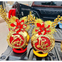 Combo dát vàng dừa Long Phụng Tết Sum Vầy kèm đầy đủ phụ kiện, Dừa Lễ Dát Vàng, Dừa đi biếu, Dừa đi tặng, Dừa Tết
