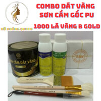 Combo dát vàng Sơn Cầm gốc PU gồm 1000 lá vàng 170ml Keo phủ Dát vàng đồ thờ,sập gỗ,tủ chè,hoành phi-câu đối, tượng phật